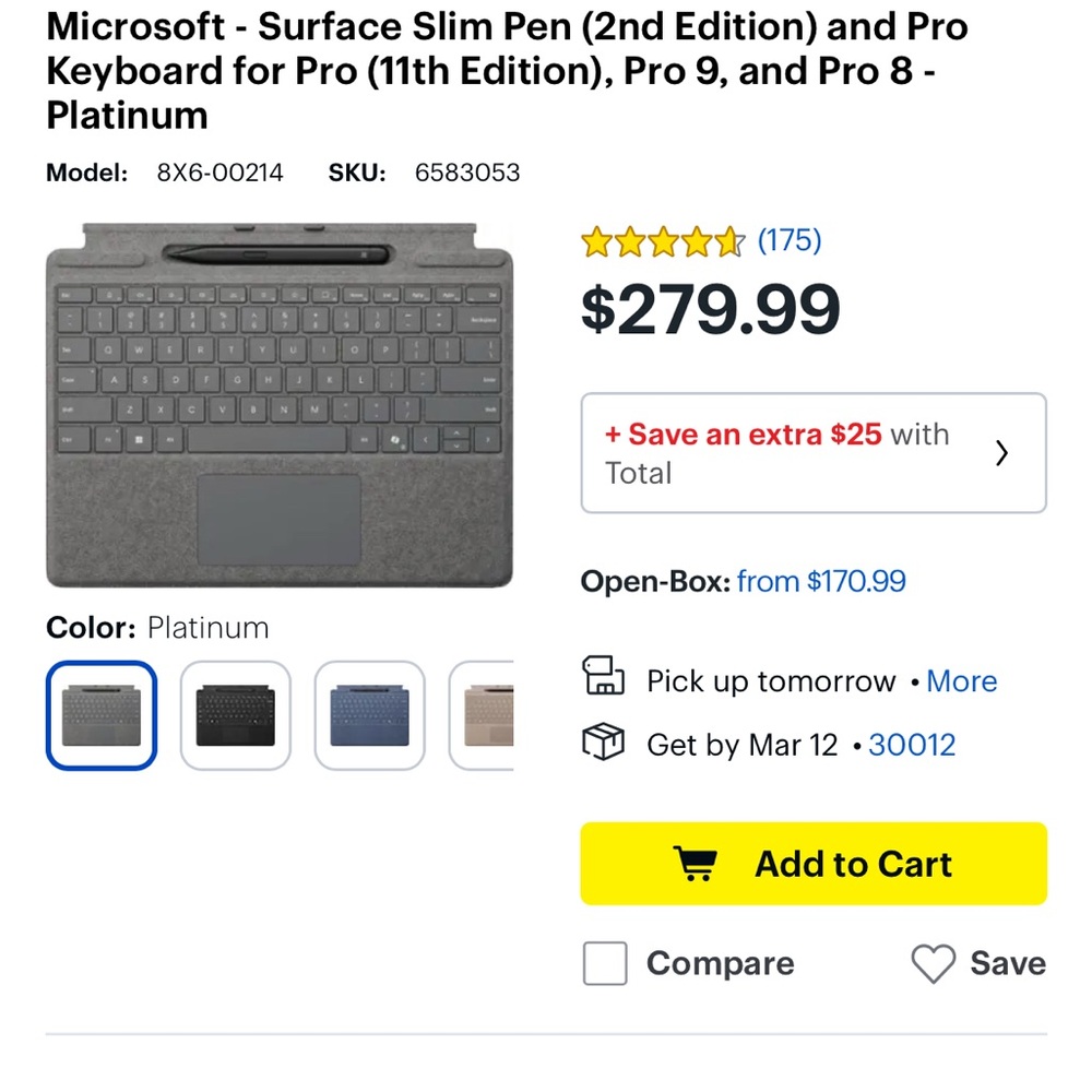 Microsoft Surface Slim Pen and Pro Keyboard - Platinum
